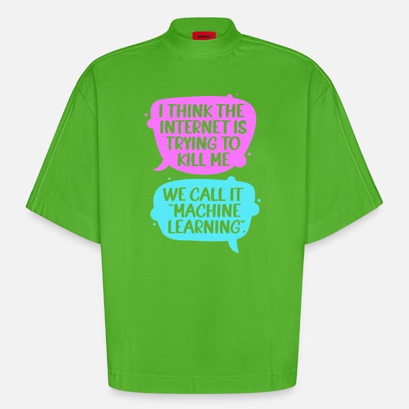 Programmeur GPT Coder - T-shirt bio épais oversize Boxy fabriqué en UE - Apple Neon