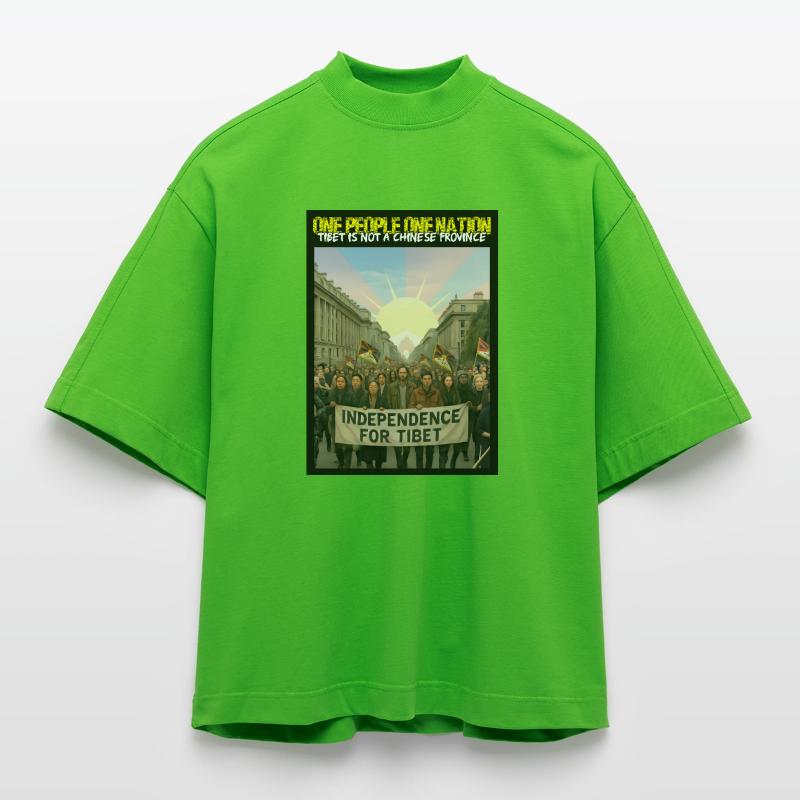 Tibetan Independence Protest Heavyweight Oversized Organic Boxy T-Shirt Made in EU
