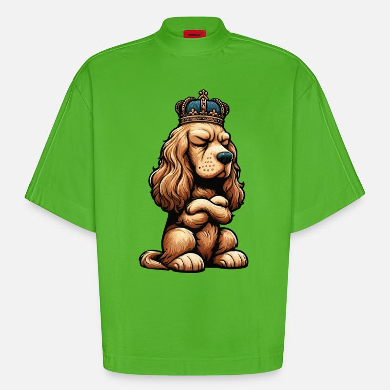 Cocker Spaniel Cockerhund Cocker Spaniel Besitzer - Heavyweight Oversized Organic Boxy T-Shirt Made in EU - Apple Neon
