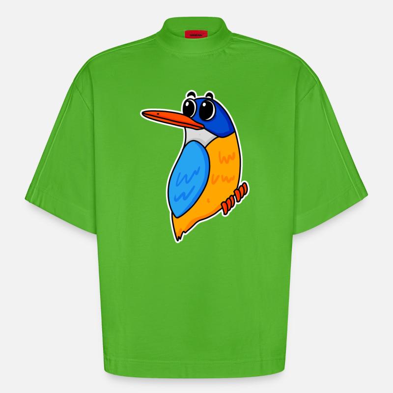 Niedlicher Eisvogel - Heavyweight Oversized Organic Boxy T-Shirt Made in EU - Apple Neon