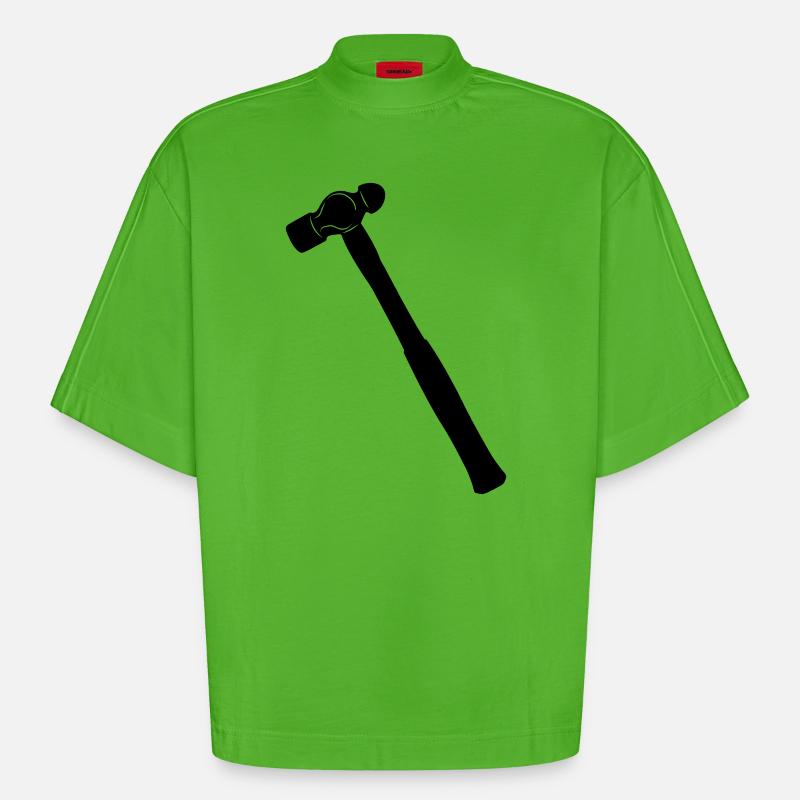Kugelhammer oder Dellhammer Schattenbild - Heavyweight Oversized Organic Boxy T-Shirt Made in EU - Apple Neon