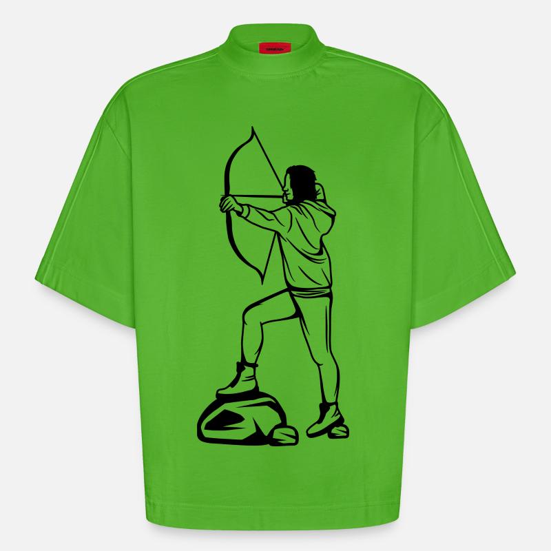Archer Sketch - Heavyweight Oversized Organic Boxy T-Shirt Made in EU - Apple Neon