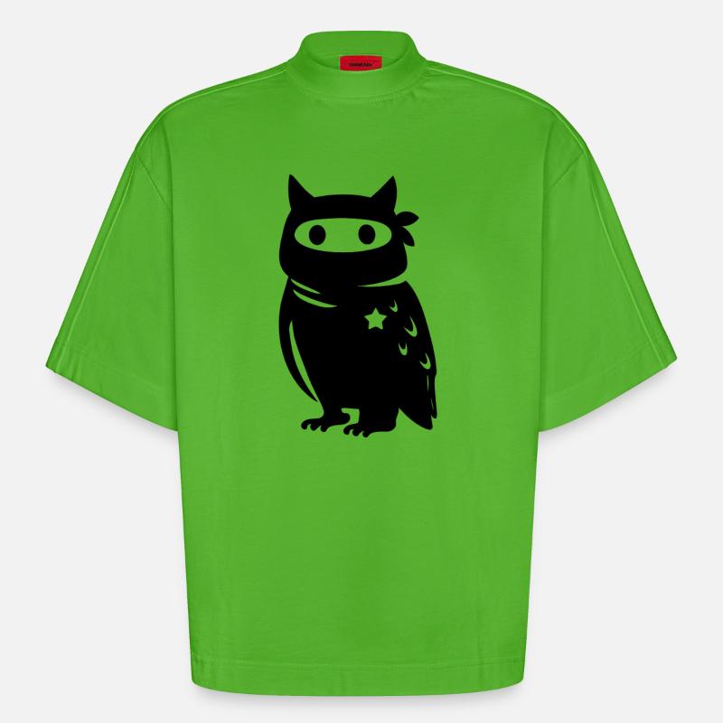 Vermummte Eule mit Stern – Antifaschismus Antifa - Heavyweight Oversized Organic Boxy T-Shirt Made in EU - Apple Neon