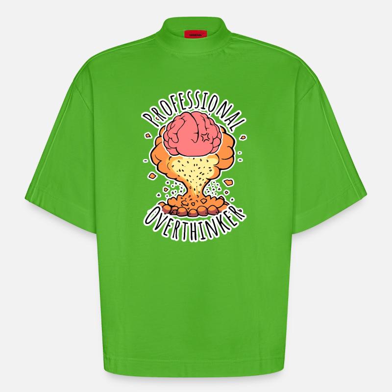 Professional Overthinker - Brain Explosion! - Heavyweight Oversized Organic Boxy T-Shirt Made in EU - Apple Neon