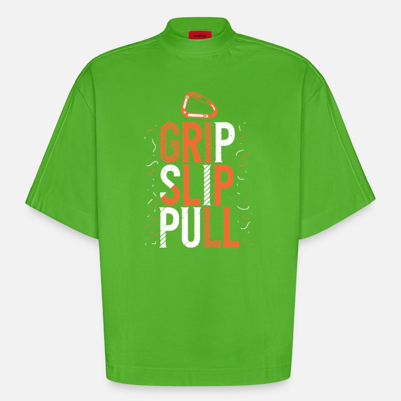 Grip Slip Pull Escalade - T-shirt bio épais oversize Boxy fabriqué en UE - Apple Neon