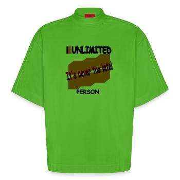 It's never too late - Heavyweight Oversized Organic Boxy T-Shirt Made in EU - Apple Neon - Front