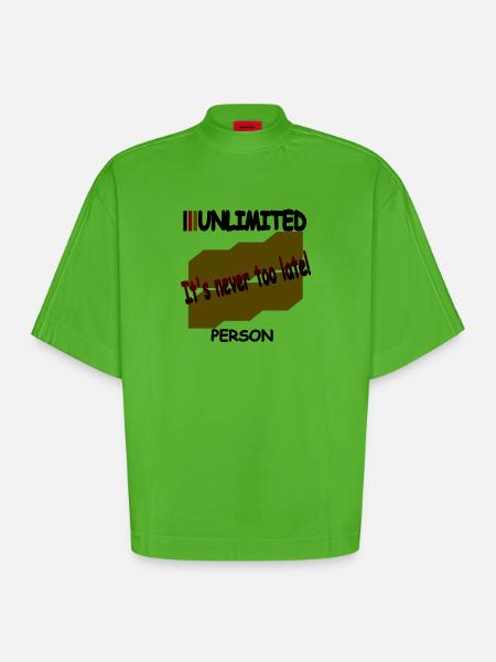 It's never too late - Heavyweight Oversized Organic Boxy T-Shirt Made in EU - Apple Neon