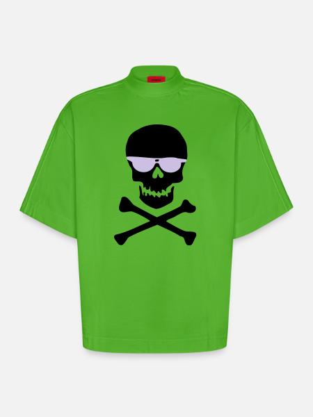 Piratl_mit_brille - T-shirt bio épais oversize Boxy fabriqué en UE - Apple Neon