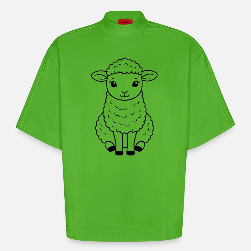 Schaf Kostüm Schäfer süßes Schäfchen - Heavyweight Oversized Organic Boxy T-Shirt Made in EU - Apple Neon
