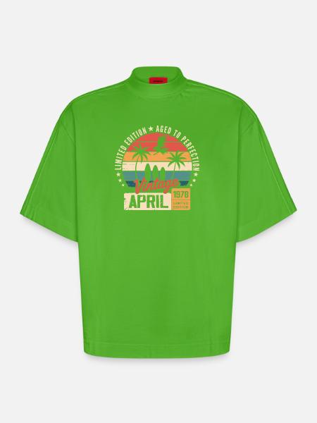 1978 April Birthday Legend April 1978 - Heavyweight Oversized Organic Boxy T-Shirt Made in EU - Apple Neon