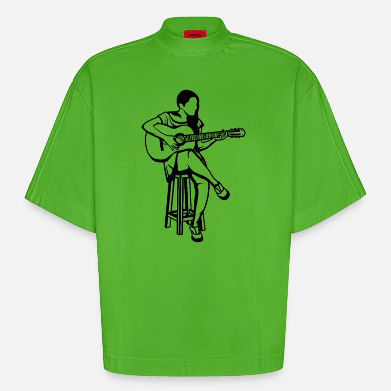 Gitarrflickan - Heavyweight Oversized Organic Boxy T-shirt Made in EU - Apple Neon
