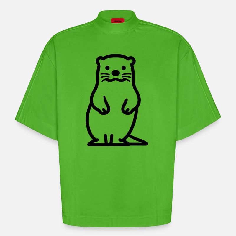 Otter - Heavyweight Oversized Organic Boxy T-Shirt Made in EU - Apple Neon