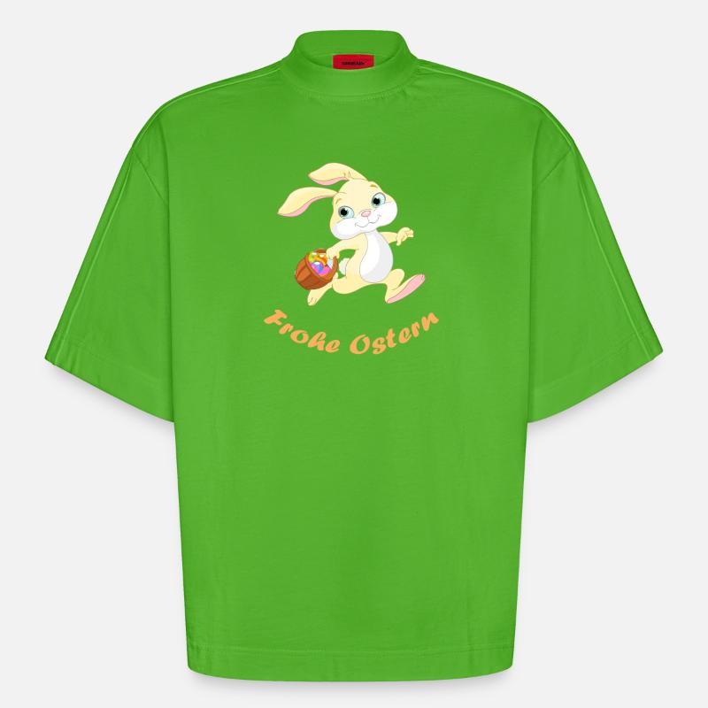 Easter - Heavyweight Oversized Organic Boxy T-Shirt Made in EU - Apple Neon