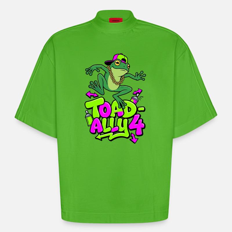 Toad-Ally 4 Cool Toad - Heavyweight Oversized Organic Boxy T-Shirt Made in EU - Apple Neon