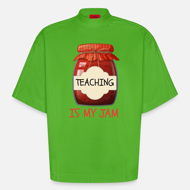 L’enseignement est mon professeur de jam - T-shirt bio épais oversize Boxy fabriqué en UE - Apple Neon