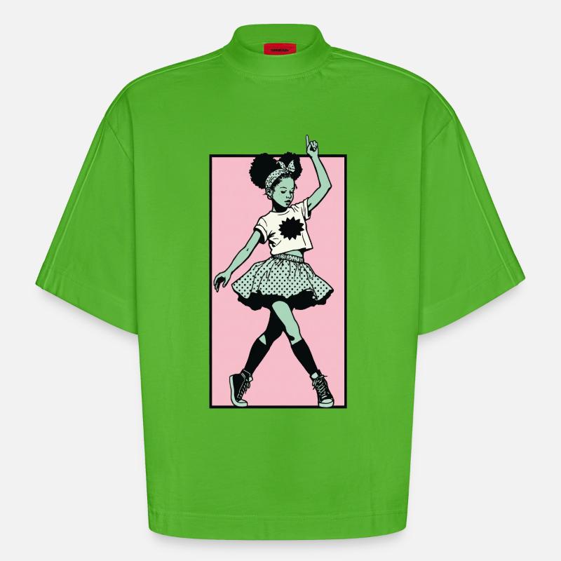 Danseuse #7 - T-shirt bio épais oversize Boxy fabriqué en UE - Apple Neon