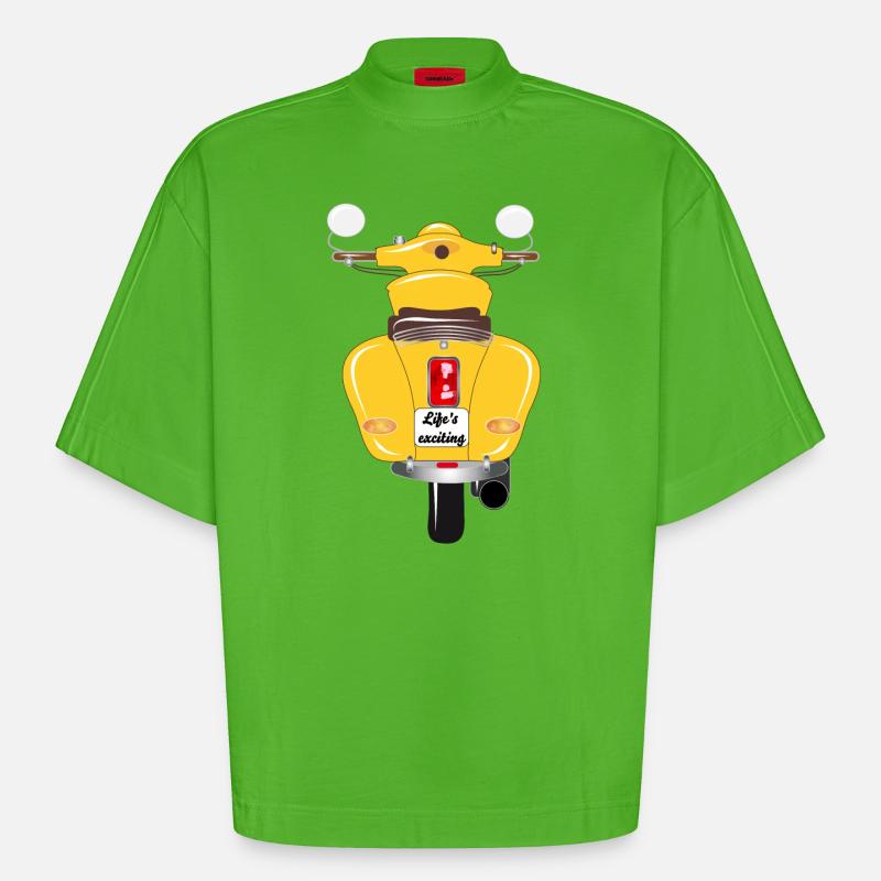 sonnengelber Roller mit aufregendem Kennzeichen - Heavyweight Oversized Organic Boxy T-Shirt Made in EU - Apple Neon