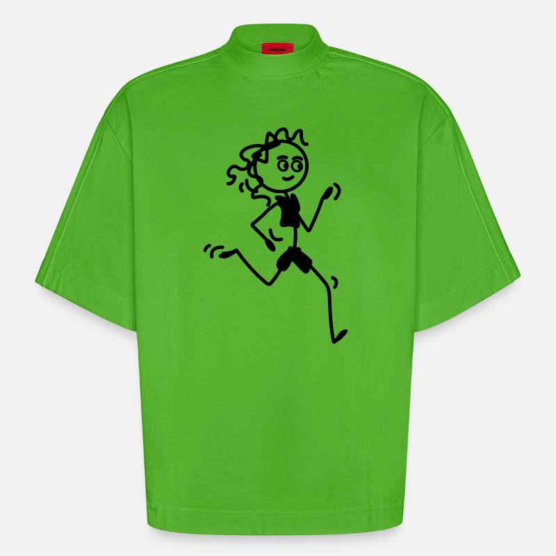 Läuferin Mädchen oder Frau - Heavyweight Oversized Organic Boxy T-Shirt Made in EU - Apple Neon