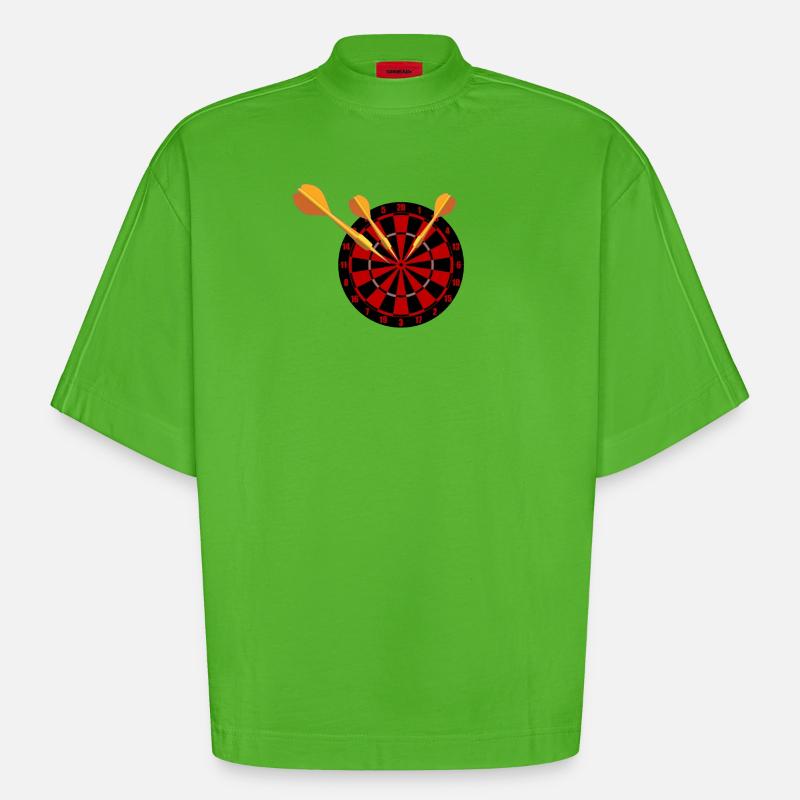 Fléchettes Flèches et jeu de fléchettes - T-shirt bio épais oversize Boxy fabriqué en UE - Apple Neon
