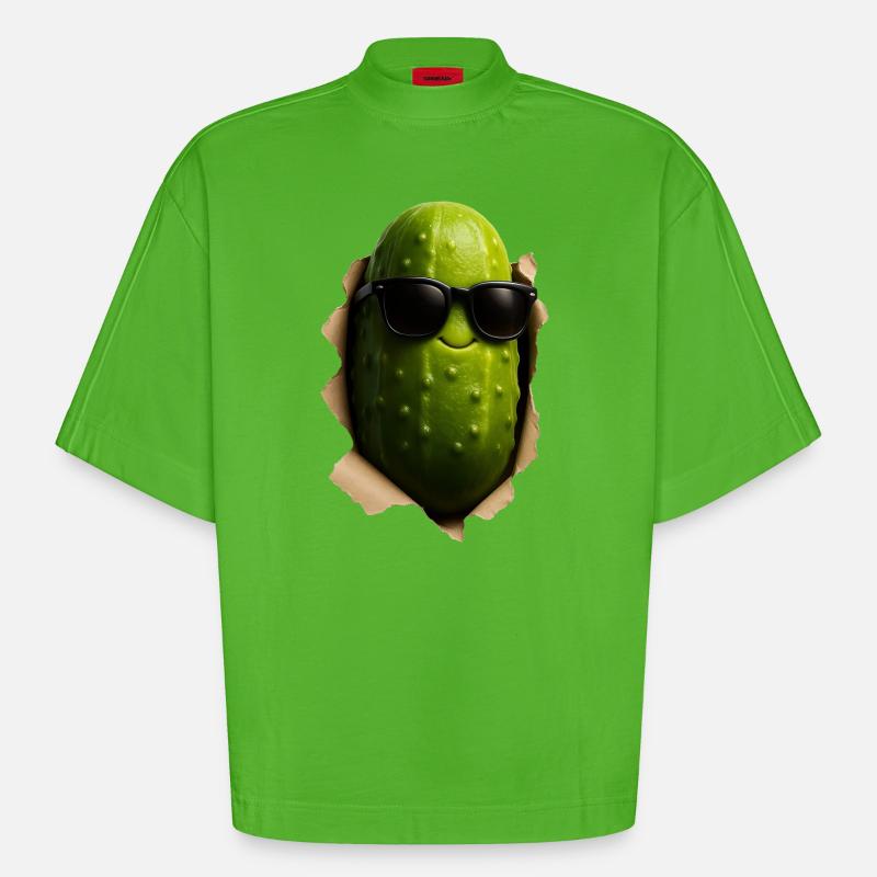 Cornichon au concombre - T-shirt bio épais oversize Boxy fabriqué en UE - Apple Neon