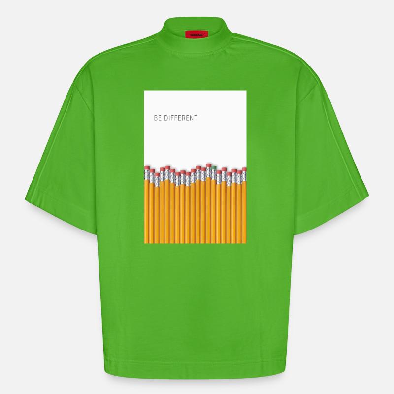 Be Different Minimalist Statement Design - Heavyweight Oversized Organic Boxy T-Shirt Made in EU - Apple Neon