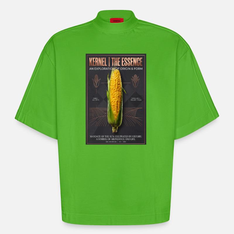 Kernel Essence: Origin & Form - Heavyweight Oversized Organic Boxy T-Shirt Made in EU - Apple Neon