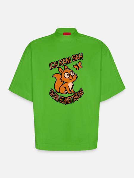 Verträumtes Eichhörnchen mit Spruch - Heavyweight Oversized Organic Boxy T-Shirt Made in EU - Apple Neon