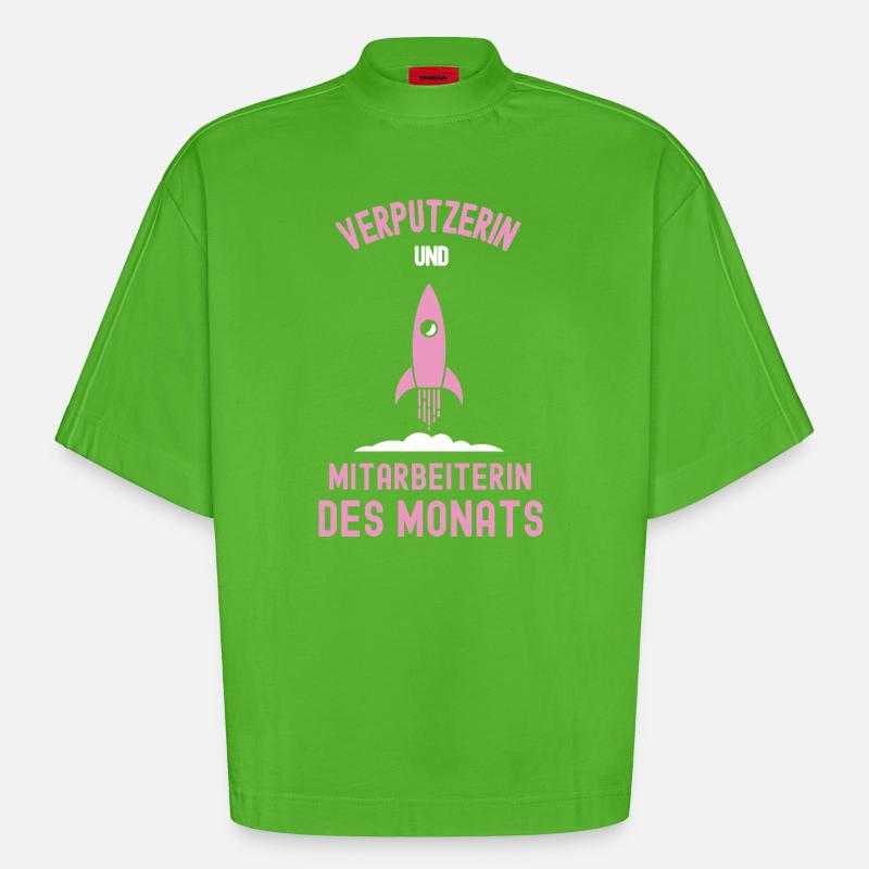 Beste Verputzerin Mitarbeiterin des Monats Putzer - Heavyweight Oversized Organic Boxy T-Shirt Made in EU - Apple Neon