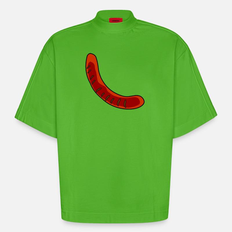Wurst oder Bratwurst - Heavyweight Oversized Organic Boxy T-Shirt Made in EU - Apple Neon