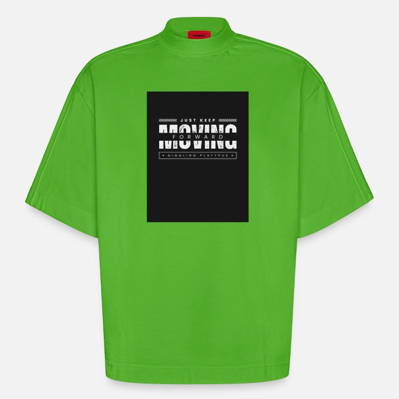 Continue simplement d’avancer, ornithorynque - T-shirt bio épais oversize Boxy fabriqué en UE - Apple Neon