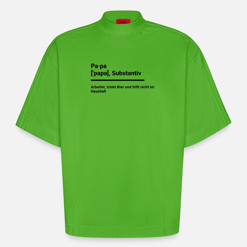 Papa Geschenk Elternzeit witzig duden - Heavyweight Oversized Organic Boxy T-Shirt Made in EU - Apple Neon