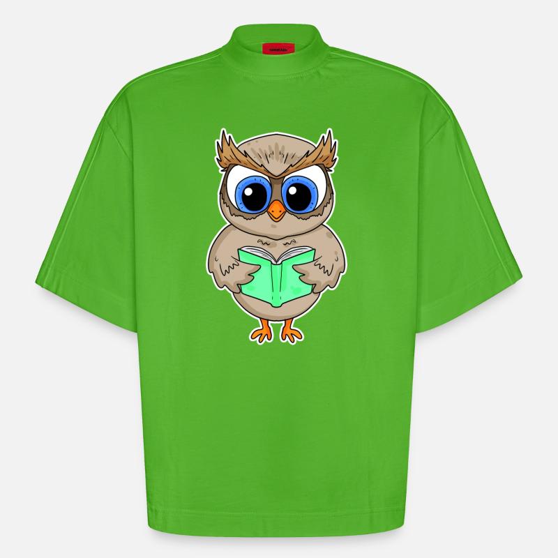 Lesen Buch Bücher Leser Geschenk - Heavyweight Oversized Organic Boxy T-Shirt Made in EU - Apple Neon