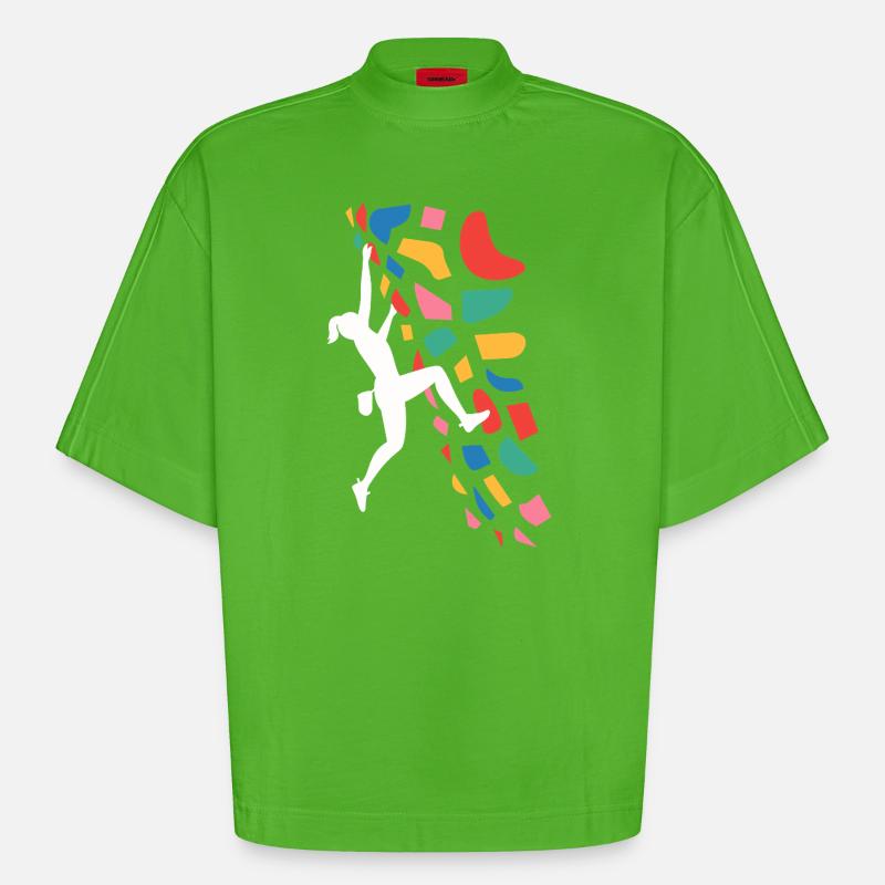 Boulder-Kletterer Bunte Griffe - Heavyweight Oversized Organic Boxy T-Shirt Made in EU - Apple Neon