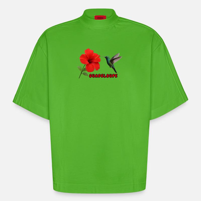 La Guadeloupe - Heavyweight Oversized Organic Boxy T-Shirt Made in EU - Apple Neon