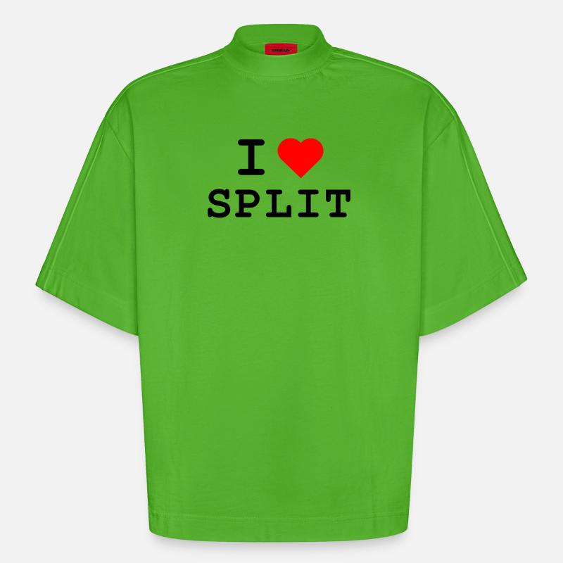 J’adore Split - Ich liebe Split - T-shirt bio épais oversize Boxy fabriqué en UE - Apple Neon