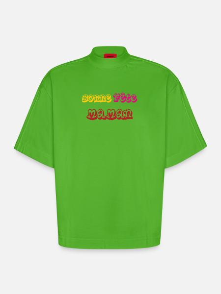 Happy Mother's Day - Mother's Day - Heavyweight Oversized Organic Boxy T-Shirt Made in EU - Apple Neon