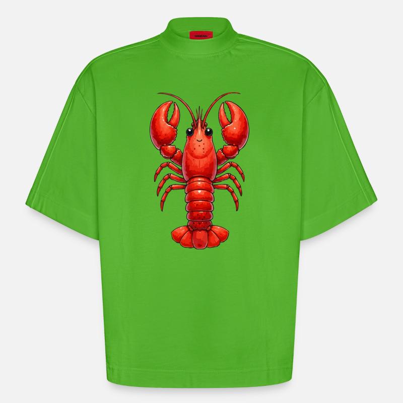Lobster sea creature - Heavyweight Oversized Organic Boxy T-Shirt Made in EU - Apple Neon