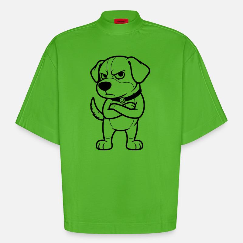 Grumpy Dog - Heavyweight Oversized Organic Boxy T-Shirt Made in EU - Apple Neon