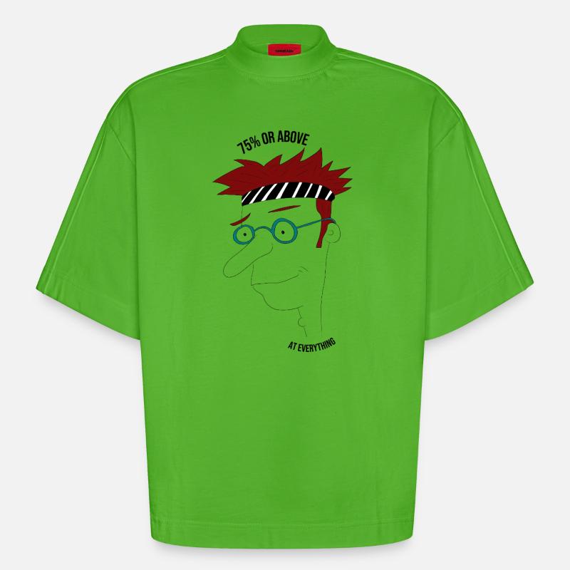 75 % oder mehr in allem, Mann - Heavyweight Oversized Organic Boxy T-Shirt Made in EU - Apple Neon