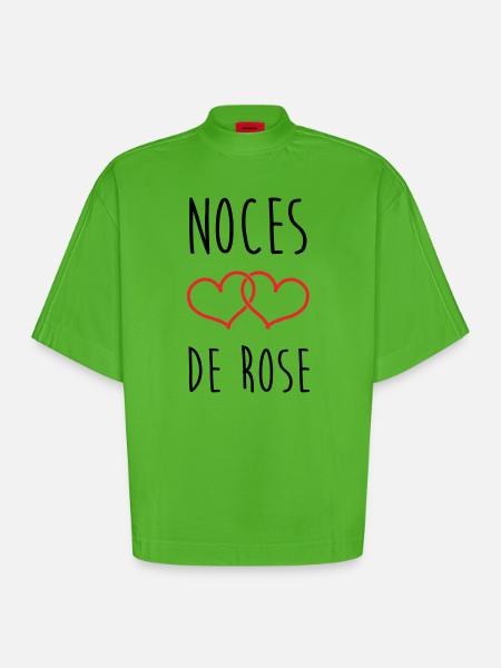 Rose Wedding 17 Years of Marriage - Heavyweight Oversized Organic Boxy T-Shirt Made in EU - Apple Neon
