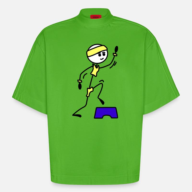 Schritte oder Aerobic Mädchen Trainingsübung - Heavyweight Oversized Organic Boxy T-Shirt Made in EU - Apple Neon