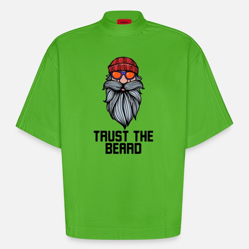 Gesichtsbehaarung Bart Statement Bärtig Vollbart - Heavyweight Oversized Organic Boxy T-Shirt Made in EU - Apple Neon