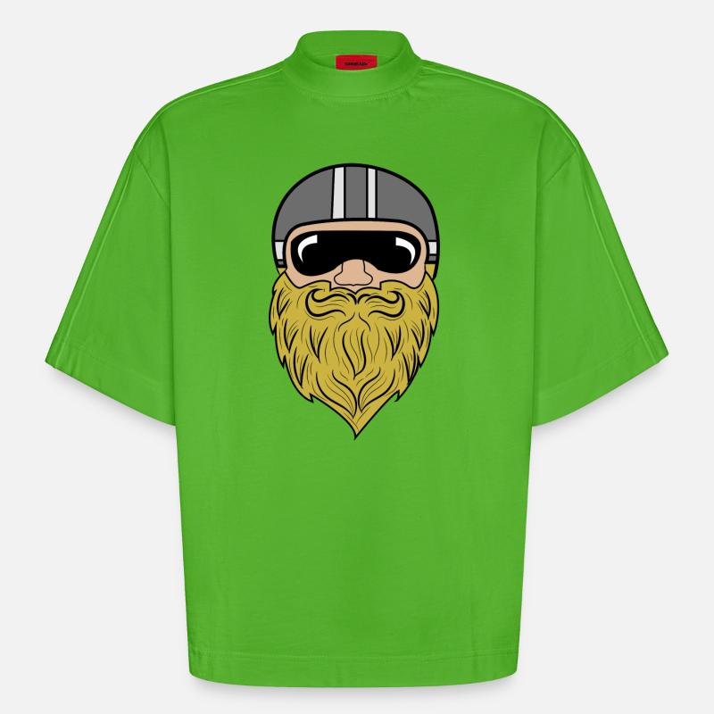Bart Ziegenbart Bartfrisur Schnurrbart Bartträger - Heavyweight Oversized Organic Boxy T-Shirt Made in EU - Apple Neon
