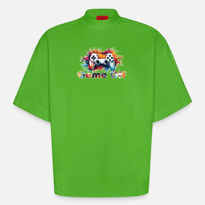 Controller GameON - Heavyweight Oversized Organic Boxy T-Shirt Made in EU - Apple Neon