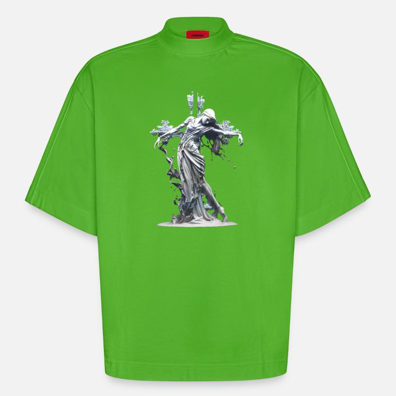 Déesse glacée du fleuve - T-shirt bio épais oversize Boxy fabriqué en UE - Apple Neon