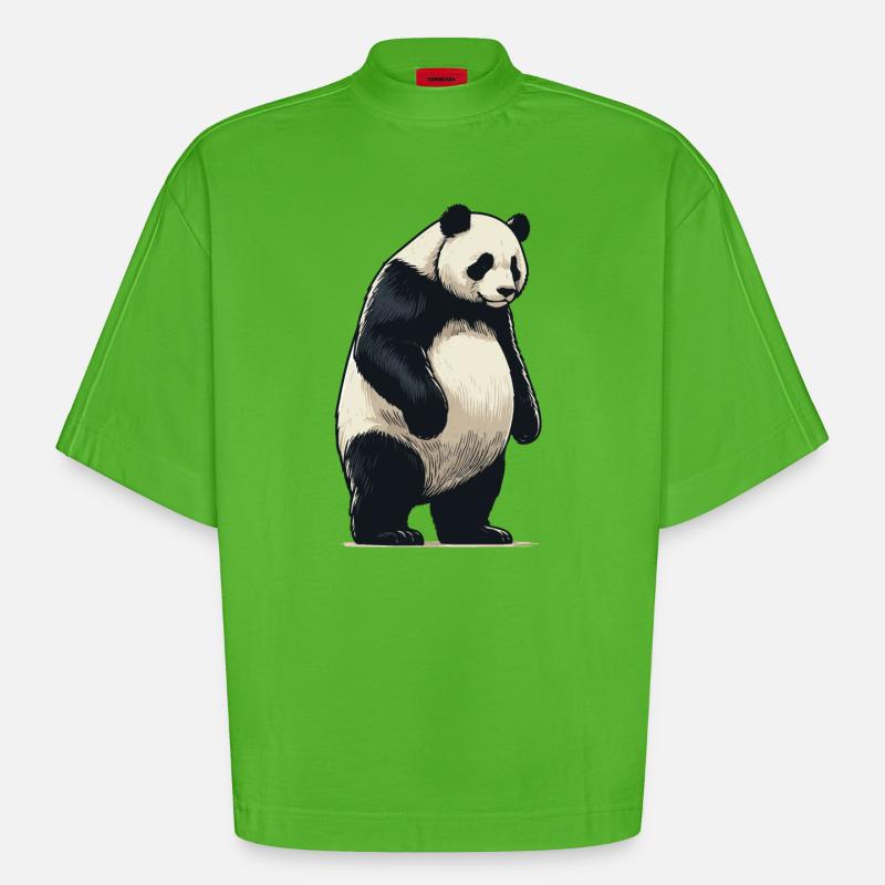 Panda - T-shirt bio épais oversize Boxy fabriqué en UE - Apple Neon