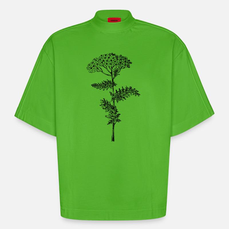 Fleur d’achillée millefeuille - T-shirt bio épais oversize Boxy fabriqué en UE - Apple Neon