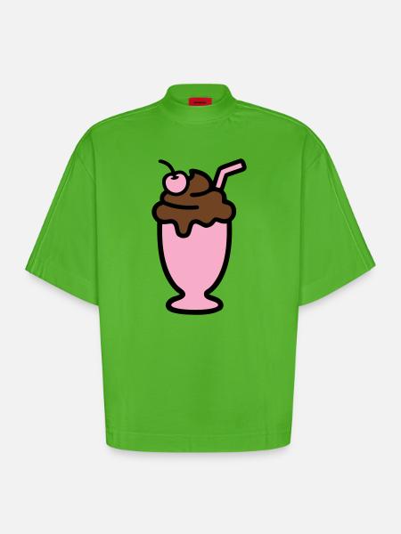 Milchshake Eiscreme Icon - Heavyweight Oversized Organic Boxy T-Shirt Made in EU - Apple Neon