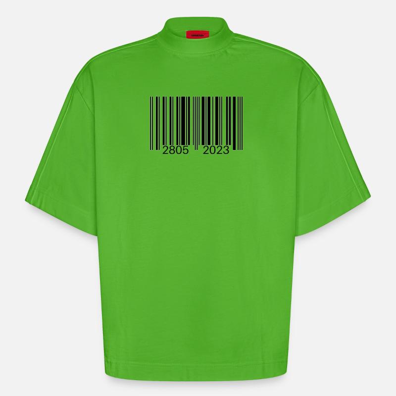 Code-barres - T-shirt bio épais oversize Boxy fabriqué en UE - Apple Neon