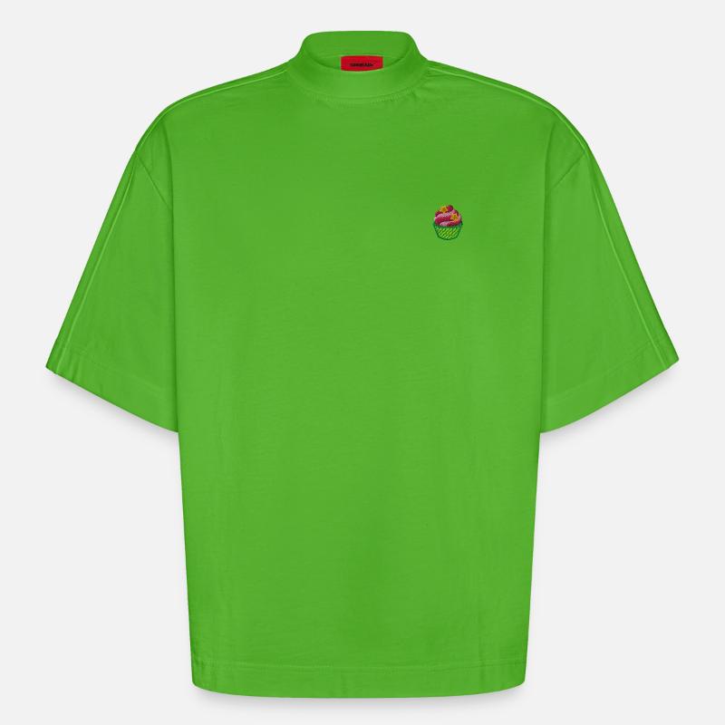 Cupcake - Heavyweight Oversized Organic Boxy T-Shirt Made in EU - Apple Neon